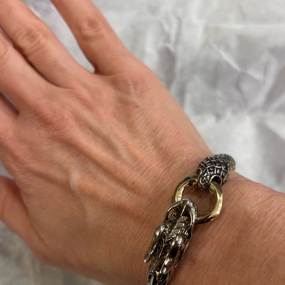 John Hardy dragon naga bracelet 18k gold & sterling silver authentic - Picture 2 of 11